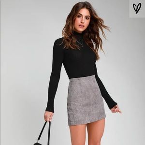 Lulus Light Grey Corduroy Mini Skirt